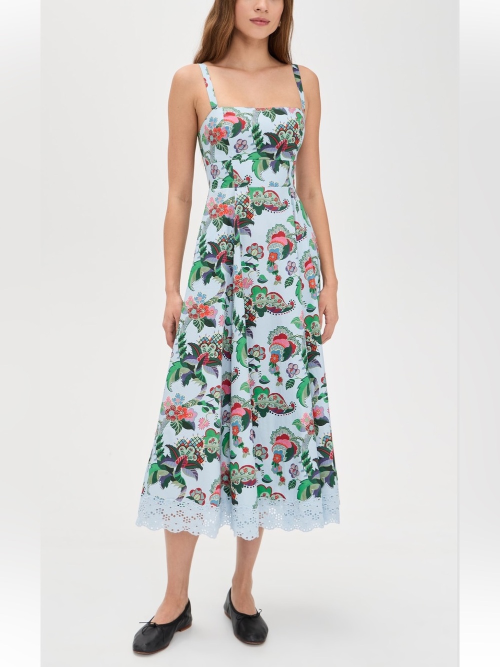 Hill House The Margot Dress Light Blue Jungle Floral in Size XL NWT